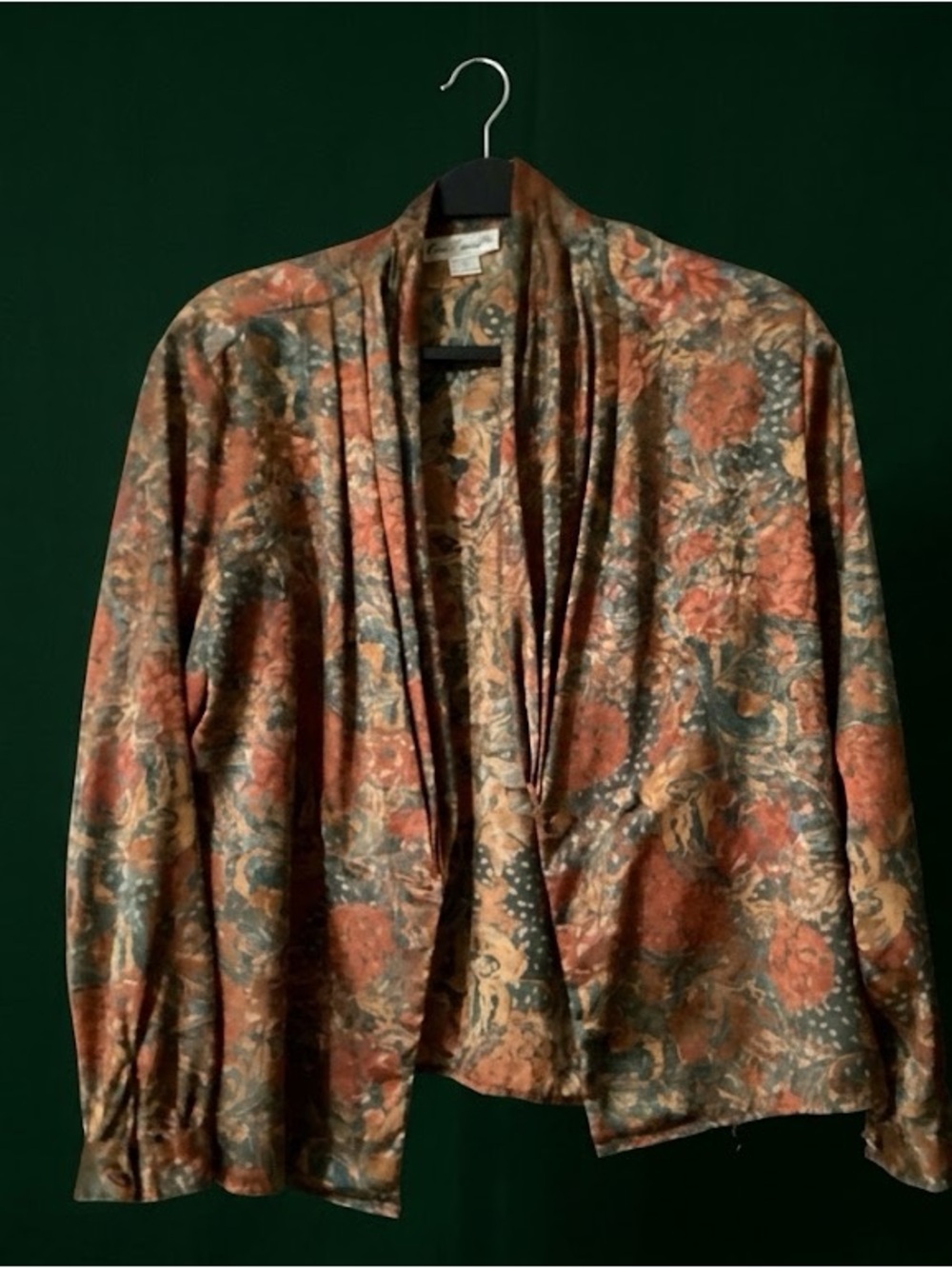 Vintage 80s/90s Eva Laurel New York Floral Paisley Silky Draped Blouse